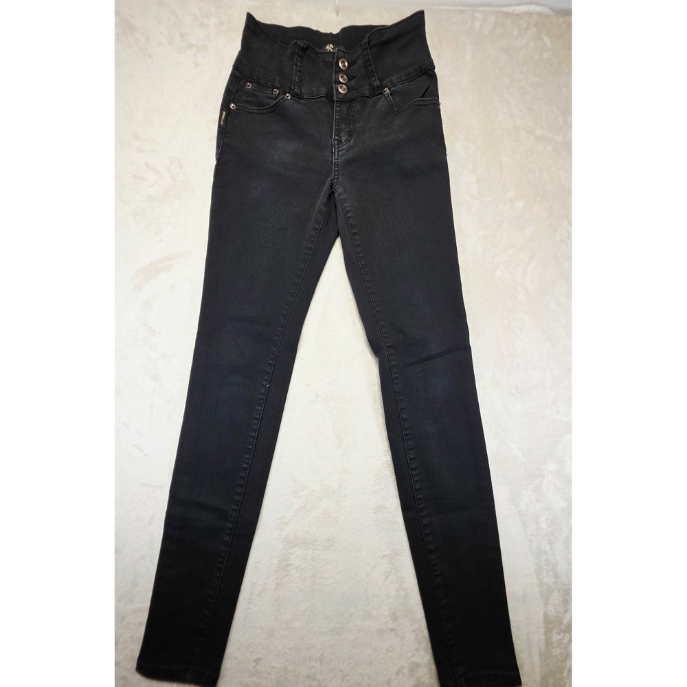 Hammer Jeans Womens Sz 5 Black High Waist Triple Button Butt Lifting Skinny Jean